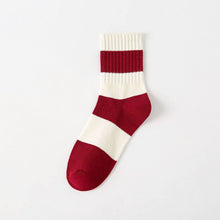 Load image into Gallery viewer, ACCITY - RED STRIPED/WHITE HEEL ALL-MATCH MID-CALF SOCKS_CWMS1371: TYPE4 / (OS) 1