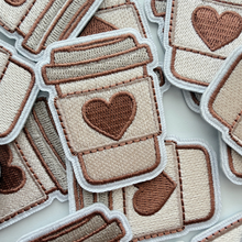 Load image into Gallery viewer, TEELUX - 2" Coffee w heart - Embroidered Patch