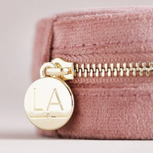 Load image into Gallery viewer, Lisa Angel - Rose Pink Velvet Round Travel Jewellery Case