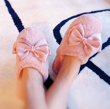 Load image into Gallery viewer, Ellison+Young - Satin Shine Fur Cozy Lounge Slippers: Pink / L/XL