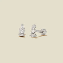Load image into Gallery viewer, Silver Cz Triple Baguette Stud Earrings