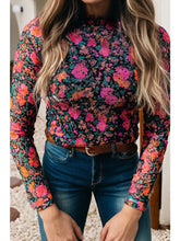 Load image into Gallery viewer, Rose Floral Sheath Round Neck Blouse