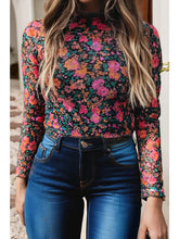 Load image into Gallery viewer, Rose Floral Sheath Round Neck Blouse