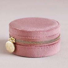 Load image into Gallery viewer, Lisa Angel - Rose Pink Velvet Round Travel Jewellery Case