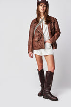 Load image into Gallery viewer, FREE PEOPLE - Jealousy Leather Moto Jacket - Washed Wine