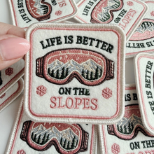 Load image into Gallery viewer, TEELUX - 2.5" Life is Better on the Slopes - Embroidered Hat Patch