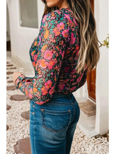 Load image into Gallery viewer, Rose Floral Sheath Round Neck Blouse