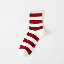 Load image into Gallery viewer, ACCITY - RED STRIPED/WHITE HEEL ALL-MATCH MID-CALF SOCKS_CWMS1371: TYPE4 / (OS) 1
