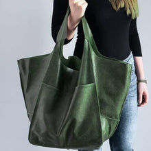 Load image into Gallery viewer, ACCITY - VINTAGE TOTE BAG WITH SPACIOUS STORAGE CAPACITY_CWAB0558: GREEN / (OS) 1