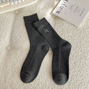 ACCITY -CREAM EMBROIDERED BLACK BOW SOCKS