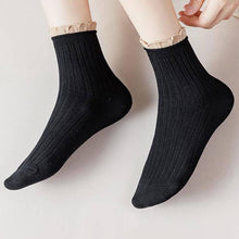 Load image into Gallery viewer, ACCITY - RED RUFFLE EDGE LACE MID-CREW SOCKS
