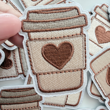 Load image into Gallery viewer, TEELUX - 2" Coffee w heart -  Embroidered Patch
