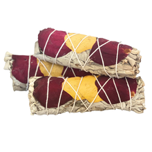 Load image into Gallery viewer, Picki Nicki - White Sage w/ Dried Rose Petals Smudge Sticks in Bulk
