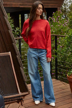 Load image into Gallery viewer, By Together - W2114 | Knit Sweater Rolled Round Neck Pullover Top: Red / S
