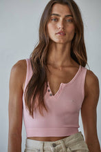 Load image into Gallery viewer, By Together - S1102N | Henley Ribbed Modal Tank: Powder Pink / ML
