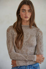 Load image into Gallery viewer, By Together - S1228 | Knit Seamless Jacquard Mock Neck Long Sleeve Top: Cream / ML

