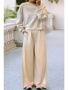 Ldc Striped Crewneck Pullover Sweatpants 2pcs Outfit