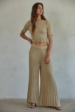 Load image into Gallery viewer, By Together - W1657 | Knit Acrylic Sweater Ribbed Short Sleeve Crop Top: Camel / L
