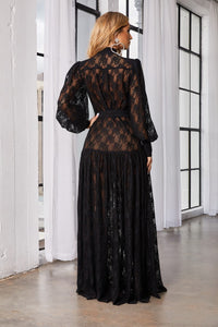 MAD FOR LOVE - Button Front Lace Maxi Dress