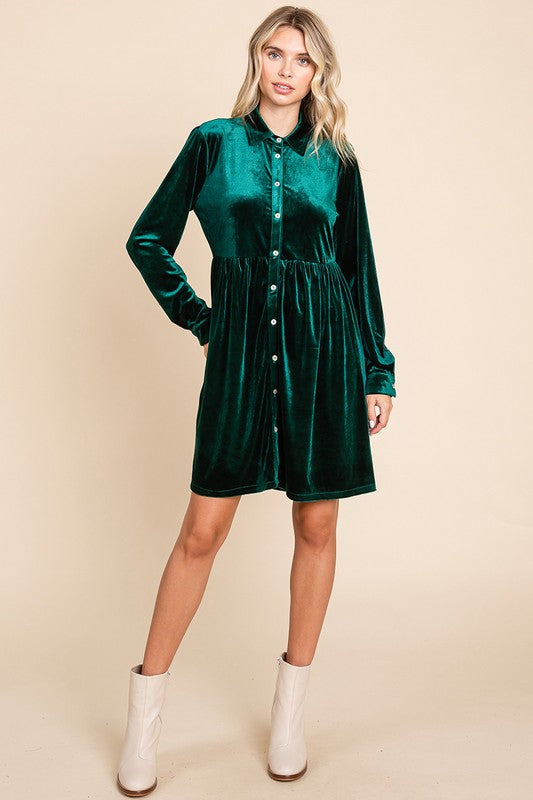 ROLYPOLY - Velvet Shirt Dress