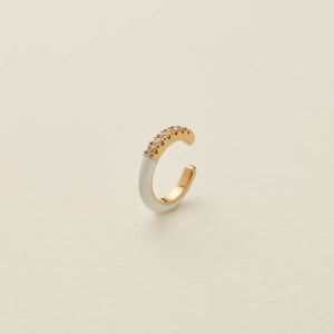 MADE BY MARY - Enamel Ear Cuff - White, Gold Vermeil