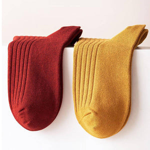 ACCITY - RED RUFFLE EDGE LACE MID-CREW SOCKS
