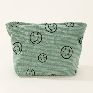 ACCITY - SIMPLE SMILEY FACE LARGE COSMETIC BAG_CWAB1036: Yellow / (OS) 1
