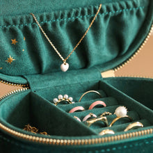 Load image into Gallery viewer, Lisa Angel - Starry Night Printed Velvet Oval Jewellery Case in Teal
