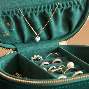 Lisa Angel - Starry Night Printed Velvet Oval Jewellery Case in Teal