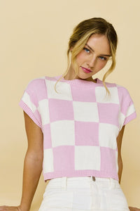 PAPER MOON- Hannah Loose Fit Checker Knit Top