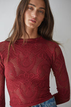 Load image into Gallery viewer, By Together - S1228 | Knit Seamless Jacquard Mock Neck Long Sleeve Top: Merlot / ML
