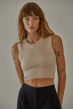 Load image into Gallery viewer, By Together - S1106N | Knit Seamless Ribbed Round Neck Sleeveless Top: Light Beige / ML
