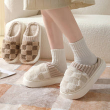 Load image into Gallery viewer, ACCITY - CHECKERED FUZZY WARMIES SLIPPERS- SIZE 6
