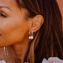 Load image into Gallery viewer, Made By Mary - Drop Pearl Hoop Earrings
