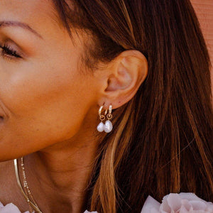 Made By Mary - Drop Pearl Hoop Earrings
