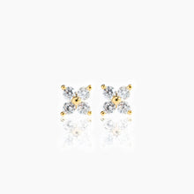 Load image into Gallery viewer, Girls Crew - Teeny Tiny Clear Cluster Studs: Gold
