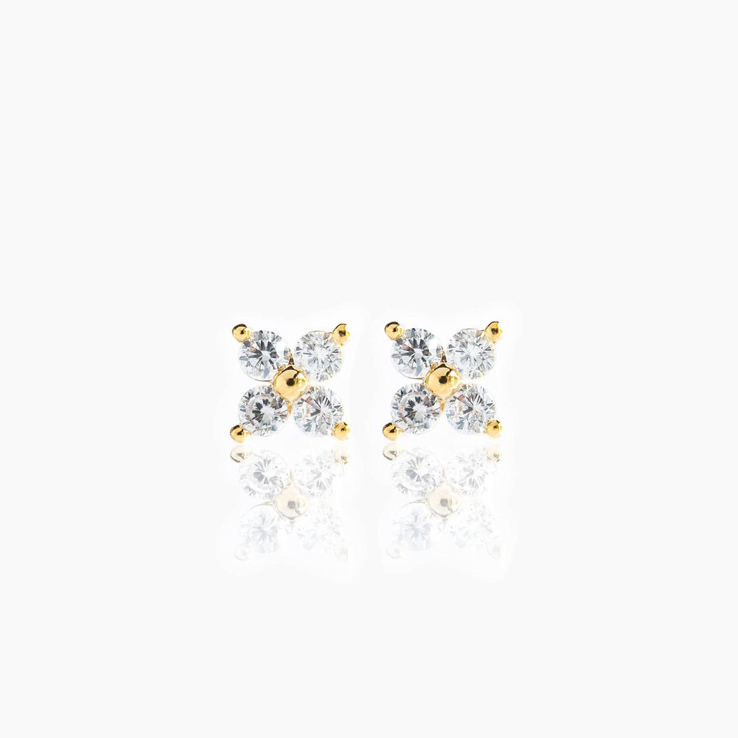 Girls Crew - Teeny Tiny Clear Cluster Studs: Gold