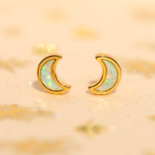 Load image into Gallery viewer, Girls Crew - Mini Opal Moon Studs: Gold
