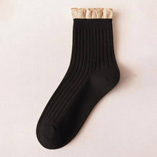 Load image into Gallery viewer, ACCITY - LIGHT BROWN RUFFLE EDGE LACE MID-CREW SOCKS
