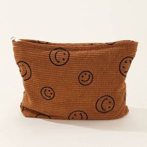 ACCITY - SIMPLE SMILEY FACE LARGE COSMETIC BAG_CWAB1036: Yellow / (OS) 1