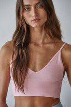 Load image into Gallery viewer, By Together - S1003 | Seamless Ribbed Triangle Chest Spaghetti Strap Brami: White / ML
