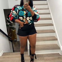 Load image into Gallery viewer, ACCITY - FLORAL SWEATER CARDIGAN FALL CLOTHING WOMENS_CWOCO0094: BLACKBLUE / (S) 1
