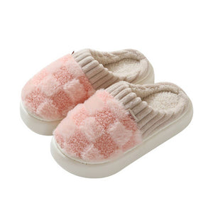 ACCITY - CHECKERED FUZZY WARMIES SLIPPERS- SIZE 6