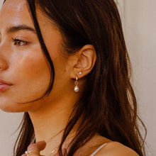 Load image into Gallery viewer, Made By Mary - Drop Pearl Hoop Earrings
