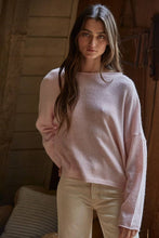 Load image into Gallery viewer, By Together - W2114 | Knit Sweater Rolled Round Neck Pullover Top: Baby Pink / S
