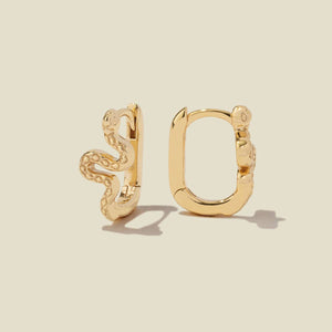 Made By Mary - Snake Hoop Earrings: Gold