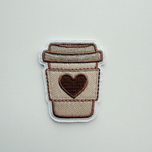 Load image into Gallery viewer, TEELUX - 2" Coffee w heart -  Embroidered Patch
