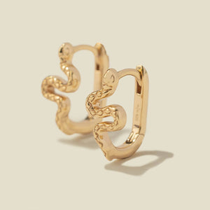 Made By Mary - Snake Hoop Earrings: Gold