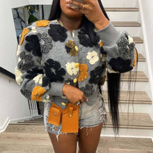 Load image into Gallery viewer, ACCITY - FLORAL SWEATER CARDIGAN FALL CLOTHING WOMENS_CWOCO0094: BLACKBLUE / (S) 1
