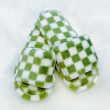 Load image into Gallery viewer, Ellison+Young - Luxe Lounge Checker Cozy Slipper: Pistachio / L/XL
